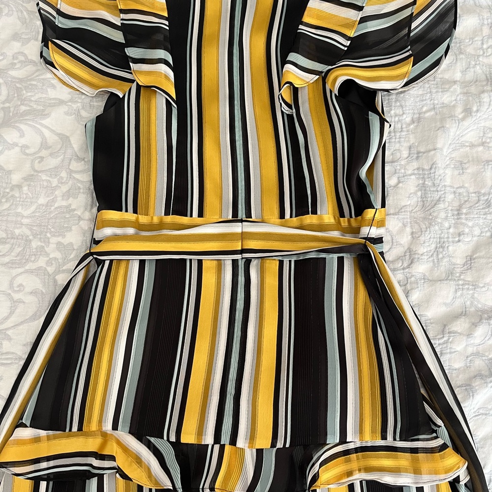 Parker Metallic Stripe Flutter Sleeve Ruffle Dres… - image 5